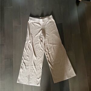 Brown Knit Wide Leg Lounge Pants